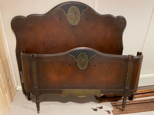 lot 38 image: Full Sized HeadboardFootboard and Rails with Decorative Design