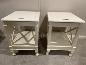 lot 62 image: Two Tables With Hanging File Ability on Wheels