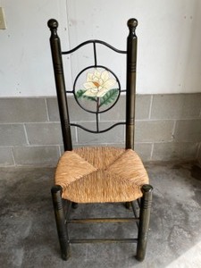 lot 19 image: Caned Seat Chair with Flower Design