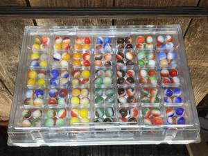 lot 20 image: 140 Older Marbles in Organizer Display