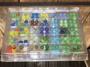 lot 21 image: 140 Older Marbles in Organizer Display
