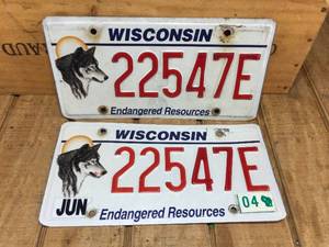lot 56 image: Vintage Pair Wisconsin License Plates