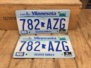 lot 59 image: Vintage Pair MN License Plates