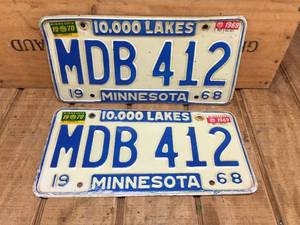 lot 63 image: Vintage Pair 1968 MN License Plates
