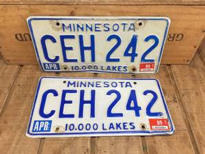lot 65 image: Vintage Pair 1989 MN License Plates