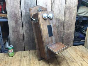 lot 116 image: Antique Oak Telephone Cabinet