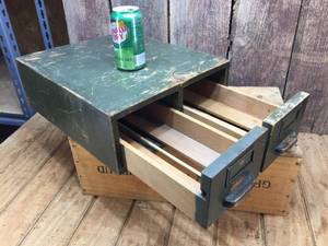 lot 124 image: Vintage Wooden 2 Drawer Card File