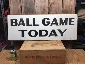lot 160 image: Ball Game Today Vintage Metal Sign - 38 x 14