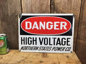 lot 162 image: Vintage Percaline Danger High Voltage - Stonehouse Signs