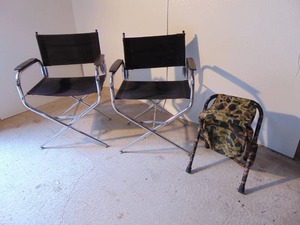 Set of 3 Foldable Arm Chairs and CampHunting Stool