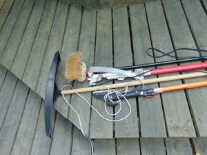 Mixed Lot of YardHouse Tools - Tree Pruners, House sweep, Roof Rake