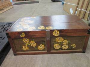 lot 7 image: Vintage wooden storage chest with h...