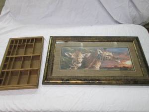 lot 9 image: Giraffe picture 28x16 and a small...