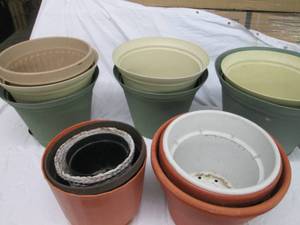 lot 66 image: Plastic planters various sizes and ...
