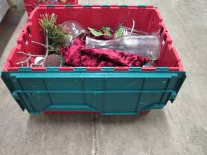 lot 76 image: Bin of Christmas decor...