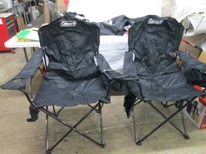 lot 79 image: 2 Coleman collapsible chairs. Black...