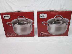 lot 119 image: 2 Parini 4 quart stainless dutch ov...