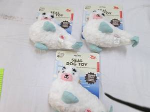 lot 221 image: 3 seal dog toys super soft...