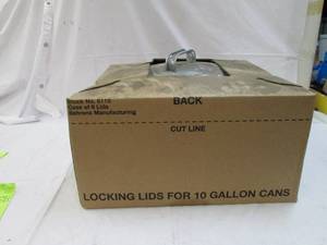 lot 327 image: 6 locking lids for 10 gallon cans m...