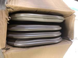 Set of 4 Vinyl padded steel folding chairs customer returns review pictures