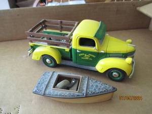 lot 94 image: Ertl Die cast replica of Old Dode Crate truck with John Deere advertisement and removable camping gear