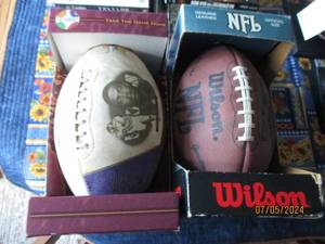 lot 104 image: Wilson NFL official size leather football and Fotoball Sports take the game home #84 Randy Moss autographed football with certificate of authenticity