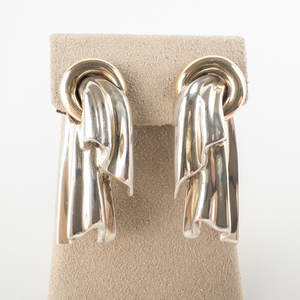 TIFFANY & Co. Draped Cloth 14K & Sterling Silver Omega Back Earrings.