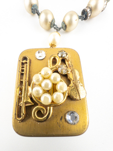 Lador Unique Vintage Music Instrument Motif Music Box (Working) Charm Brass Bead Bracelet. Swiss Made