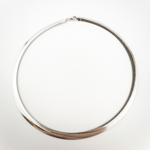 MILOR Beautiful Sterling Silver Herringbone Collar Necklace. Italy