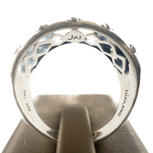 JOHN HARDY  Sukhothai Collection 14K Diamond Shaped Accents With Rope Boarder Sterling & 14K Yellow Ring. Size 11 - 11.25.