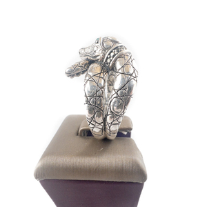 JOHN HARDY  Croco Collection Snake With Green Eyes & 14K Accents Sterling & 14K Yellow Goldring. Size 10.5 - 10.75.