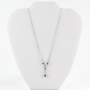 Stylish, Black & White Rhinestone Teardrop Base Metal Lavalier Necklace.