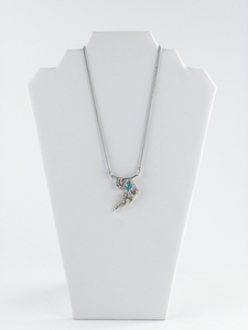 Beautiful, Blue & White Rhinestone Silver Tone Base Metal Princess Necklace.
