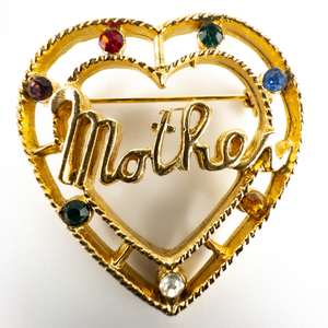 Vintage, Dearest Mother Pin Gold Plated Base Metal Brooch.