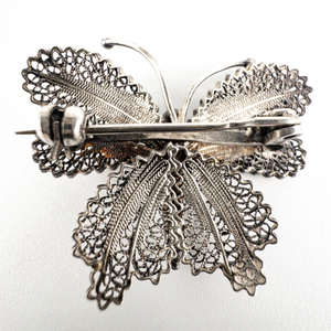 Vintage, Beautiful Filigree Butterfly 800 Silver Brooch.