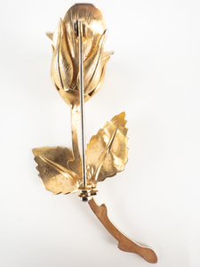 GIOVANNI Rose With Thorns Gold Plated Base Metal Brooch.