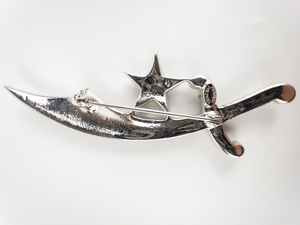 KRAMER OF NY Vintage Shriner Tassel Holder - Shriner Fez Tassel Silver Tone base Metal Brooch.