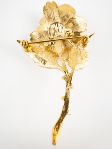 MONET Vintage Gold Tone Rose Base Metal Brooch.
