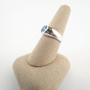 Blue Opal Peace Sign sterling Silver Ring. Size 7.25 - 7.5.