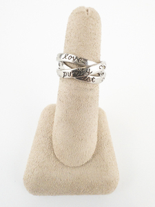 Pretty Triple Interlocking Trust. Love, & Purity Sterling Silver Ring. Size 5.25 - 5.5.