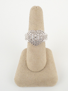 JUDITH RIPKA Pave Diamonique CZ Heart Sterling Silver Ring.  