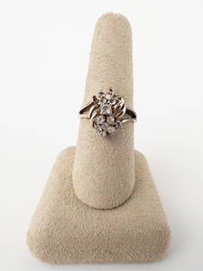 Vintage Panetta Cluster CZ Yellow Base Metal Ring. Size 8 - 8.25.