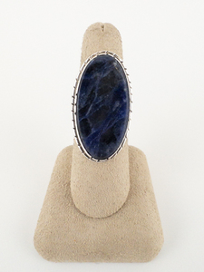 Large Oval Sodalite Sterling Silver Ring. Size 6 - 6.25.
