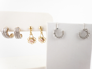 Set Of 8 Various Base Metal Earrings. Hoops, Dangles, French Wire