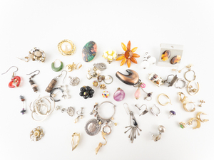 Pirate Earrings Large Lot Of Single Base Metal Earrings  (Ref. Pictures).