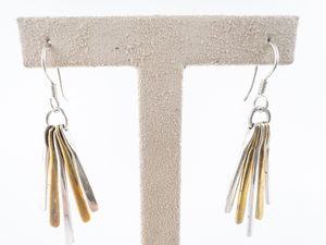 Boho Fringe Brass & Sterling Silver French Wire Earrings.