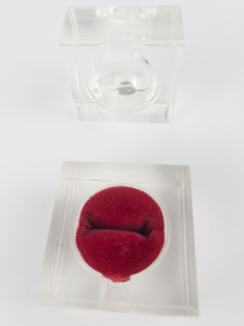 Super Cool Vintage Ring Box with Red Velvet Display Clear Jeweled Acrylic Plastic