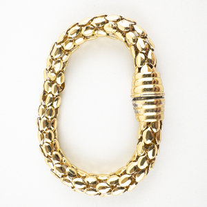 Snake Link Style Yellow Plated Base Metal Chain Bracelet.