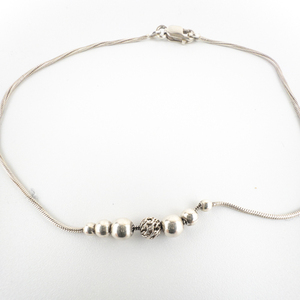 Dainty, Beaded Sterling Silver Anklet.