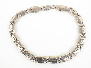 Vintage, Flat Snail C-Link Sterling Silver Chain Bracelet.